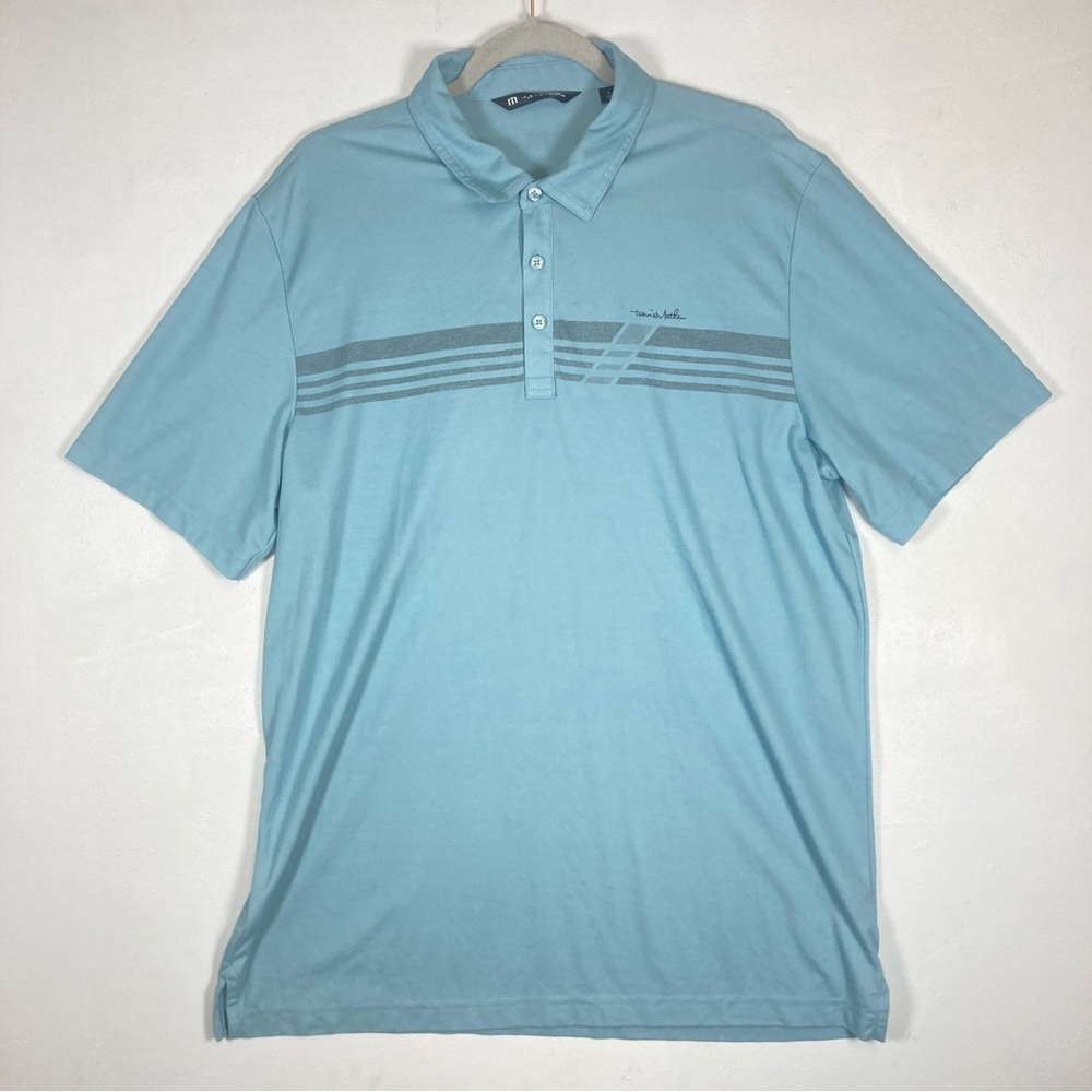 Travis Mathew Polo Shirt Mens Size XL Blue Even Money Golf City Outdoor